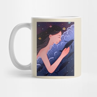 Healing girl space whale Mug